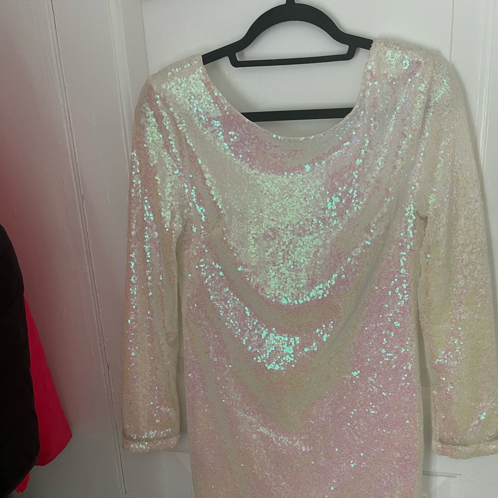 Charlotte Russe White Sequin Cowl Neck Midi Dress